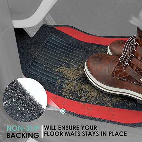 FH Group Automotive Floor Mats – Universal Fit Premium Carpet Car Mats with Driver Heel Pad, Full Set for Cars, SUVs & Trucks - Red - color: Red