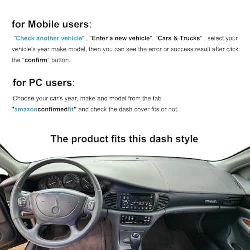 Dash Cover Mat Custom Fit for Buick Regal Century Dashboard Pad Cap Carpet Protector K300 (Black)