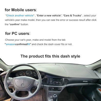 Dash Cover Mat Custom Fit for Buick Regal Century Dashboard Pad Cap Carpet Protector K300 (Black)