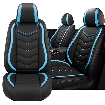 Car Seat Cover for KIA Soul 2010-2025, Driver's Seat Covers,Non-Slip Waterproof seat Cover,Wear-Resistant Nappa Leather car seat Covers. (Standard 2 Seats/Black Blue) - color: Black Blue, size: Standard 2 Seats