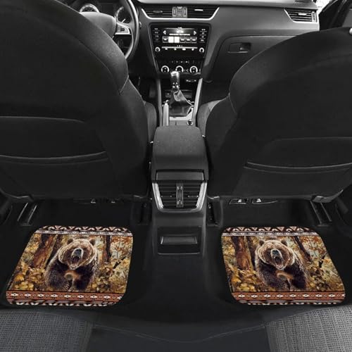 Car Mat Aztec Bear Auto Front & Back Floor Carpet,4 Pcs Non Slip Anti-Dirty Foot Pad Rug Automotive Interior Accessories - color: Aztec Bear