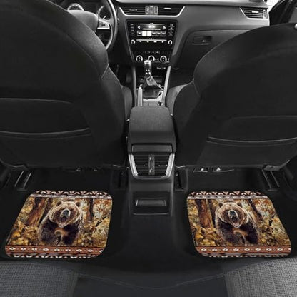 Car Mat Aztec Bear Auto Front & Back Floor Carpet,4 Pcs Non Slip Anti-Dirty Foot Pad Rug Automotive Interior Accessories - color: Aztec Bear