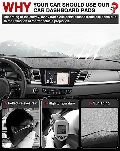 Autorder Dashboard Cover Mat for 2017-2022 Kia NIRO Accessories Dash Cover Flannel Dash Mat Sunshade Glare UV Rays Protector - size: 2017-2022 Kia NIRO