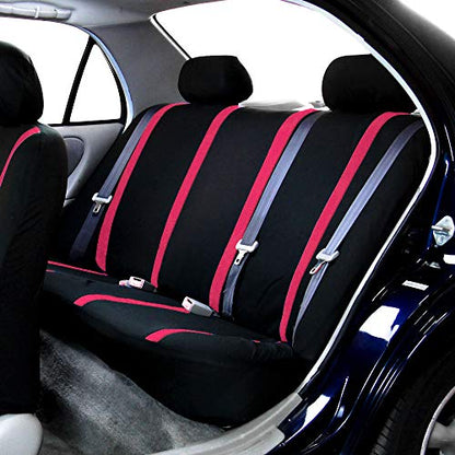 FH Group Car Seat Covers Full Set Cloth - Universal Fit Washable Automotive Seat Covers, Low Back Front Seat Covers, Solid Back Seat Cover for SUV, Sedan and Van Pink - color: Pink, size: Full Set