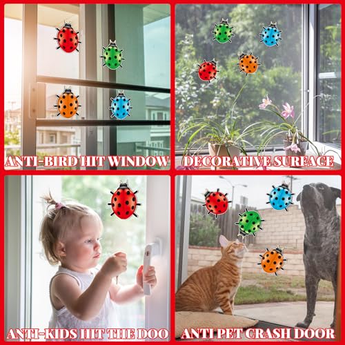 16 Pcs Ladybug Magnets for Screen Doors Double Sided Screen Door Magnets Stickers Decorative Magnetic Decor for Window Patio Sliding Doors Protector - style: Ladybug