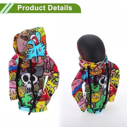 Universal 15.5x11cm/6.1"x4.33" Gear Shift Knob Cover Decoration Stick Shifting Handle Protector Polyester 1 Pc Skeleton Hoodie Style Orange Green Red