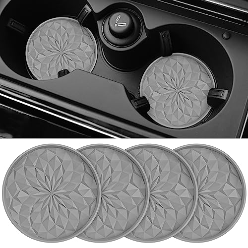 Car Cup Coaster [4 Pack] Silicone Car Coasters/Cup Mats - 2.75In Universal Non-Slip Recessed Car Interior Accessories - Car Cup Holder Insert Coasters Light Grey - color: 4 Pack-light Grey