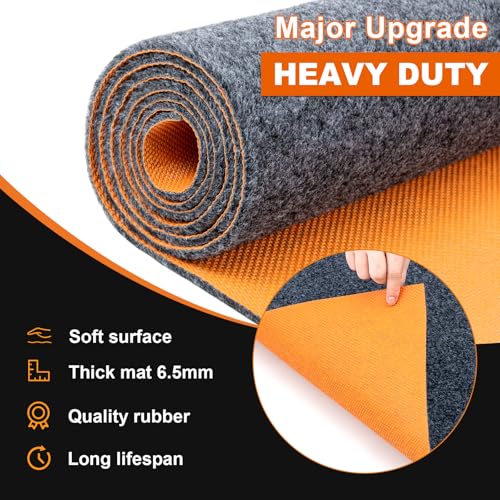 8.5 * 6.6 Ft Heavy Duty Oil Spill Mat, 6.5mm Thickened Large Garage Floor Mat for Under Car, 1/4" Waterproof Rubber Backing Absorbs Oil Quickly, Washable, Reusable, Durable, Non-Slip - size: 6'7" x 8'7"
