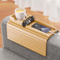 Bamboo Sofa Armrest Tray - Couch Arm Tray with Detachable Couch Cup Holder - 2 in 1 Anti-Slip Foldable Sofa Armchair Caddy Table for Drinks Cellphone TV Remote Snacks - color: Bamboo, size: 16.3" x 13.3" x 2"