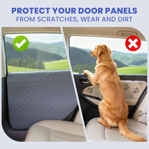 Car Door Protector for Dogs, 31.5 × 27.6 in Anti Scratch 600D Oxford Fabric, Door Protector from Dog Scratching, Door Guards for Cars, Compatible with SUV Pickup Trucks (Gray)