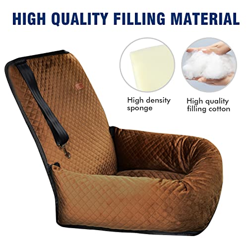 Dog Car Seat Pet Booster Seat Pet Travel Safety Car Seat,The Dog seat Made of Materials is Safe and Comfortable, and can be Disassembled for Easy Cleaning (Brown) - color: Brown