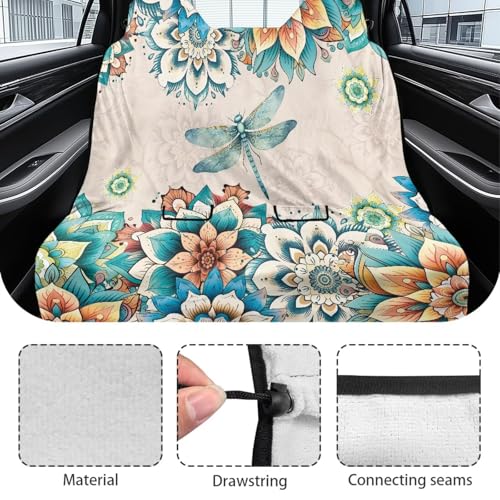 Boho Mandala Dragonfly Print Rear Bench Towel Seat Covers, Waterproof Auto Back Seat Cover Automotive Backseat Protector, Bench Cover for Cars for Kids Dogs - color: Boho Mandala Dragonfly