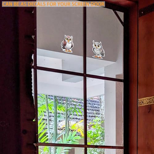 Screen Door Magnets Decal 2 Pairs (4pcs) Cute Owl Pattern Decorative Flexible Double Sided Magnetic Stickers Patches for Window Screen Sliding Screen Doors Protector, Helps to Keep Pet & People Safe