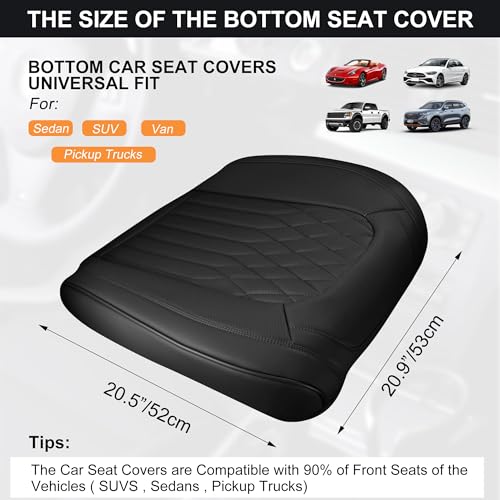 BWTJF Black Car Seat Cover 2 Pack, Universal Leather Front Seat Covers Bottom Protector, Anti-Slip and Full Wrapping Edge Compatible with Most of Vehicles - SUVs/Sedans/Pickup Trucks - color: Black, size: StyleB-Lozenge