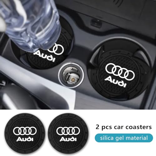 Car Cup Holder Coaster for Audi A3 RS3 A4 A5 A6 A7 RS7 A8 Q3 Q5 Q7 R8 Cupholder Coaster Interior Accessories 2.75in 2Pieces Black - color: Black-06