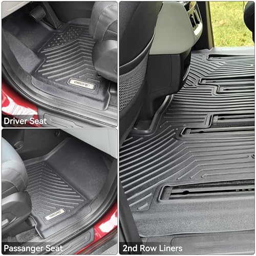 OEDRO Floor Mat Fit for 2022-2025 Kia Carnival MPV (Only Fits 8 Passenger Models, Fits EX/SX/LX w seat Package, Does NOT Prestige Models), 3 Row All Weather TPE Accessories - style: 22-26 Carnival MPV 1st, 2nd & 3rd Row
