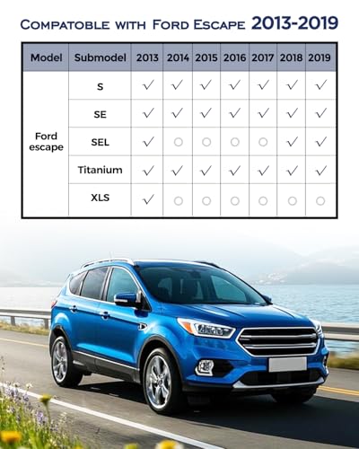 Custom Fit Floor Mats & Cargo Liner & Rear Seat Back Protectors for Ford Escape 2013-2019, All-Weather Rubber Mats, Full Interior Protection for SUV, Durable & Easy to Clean