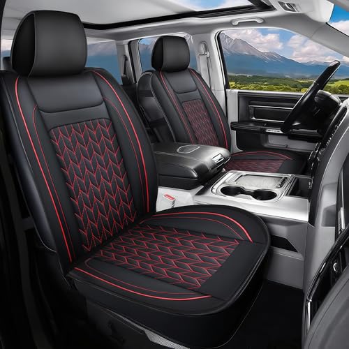Nilight Car Seat Covers Custom Fit 2009-2024 Ram 1500 and 2010-2024 2500 3500 Waterproof Wear-Resistant Faux Leather Anti Slip Cushion Set (2PCS Front Seats Cover) - color: Front Sets 2 Seat, style: Dodge Ram 2009-2024