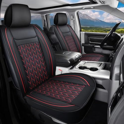 Nilight Car Seat Covers Custom Fit 2009-2024 Ram 1500 and 2010-2024 2500 3500 Waterproof Wear-Resistant Faux Leather Anti Slip Cushion Set (2PCS Front Seats Cover) - color: Front Sets 2 Seat, style: Dodge Ram 2009-2024