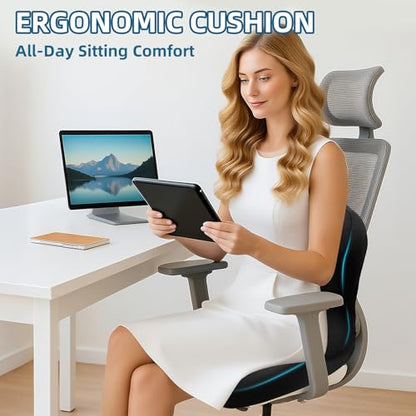 Seashell Seat Cushion - Memory Foam Cushion for Office Chair, Car Seat, Airplane - Sciatica & Hip & Coccyx Pain Relief for Long Sitting Office Workers, Car Drivers
