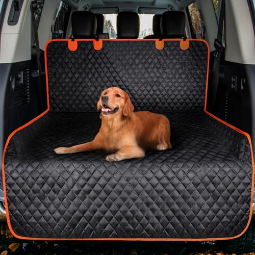 SUV Cargo Liner for Dogs, Waterproof Cargo Liner for SUV, Pet Dog Cargo Cover Mat with Bumper Flap Protector, Nonslip Car Trunk Mat for Sedans Vans, Universal Fit (90" L x 55" W)