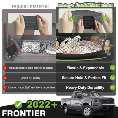 Truck Bed Cargo Net Compatible with Nissan Frontier 2022-2025 2026 Accessories, Pickup Truck Bed Cargo Organizer Storage Net with Heavy Duty Carabiners - style: 2022+ Frontier