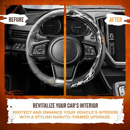 Naruto Shippuden Car Steering Wheel Cover, 15 Inch Anime Steering Wheel Cover, Cushioned Soft Comfortable Cover Anime Car Accessories for Men Women, Kirigakure - color: Naruto Kirigakure