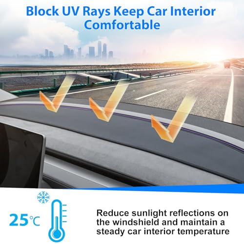 Eonflux New 2025 Dashboard Cover for Tesla Model Y Juniper Accessories, Anti-Glare Sun Protection Suede Dash Mat, Custom Fit No Glare Dashboard Pad for Tesla Model Y Juniper (2025-2026), Black