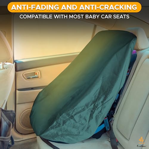 EcoNour Baby Car Seat Sun Shade Cover | Infant Car Seat Heat Protector | Reflective Shield Keeps Baby Seat Cool | UV Protection Cover for Travel | Green - color: Green