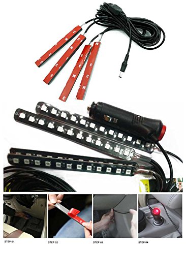 Car LED Strip Light, EJ's SUPER CAR 4pcs 48 LED Car Interior Lights Under Dash Lighting Waterproof Kit,Atmosphere Neon Lights Strip for Car,DC 12V(Pink) - color: Pink(48LED Beads)