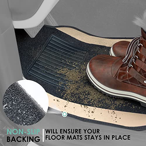FH Group Automotive Floor Mats – Universal Fit Premium Carpet Car Mats with Driver Heel Pad, Full Set for Cars, SUVs & Trucks - Beige - color: Beige