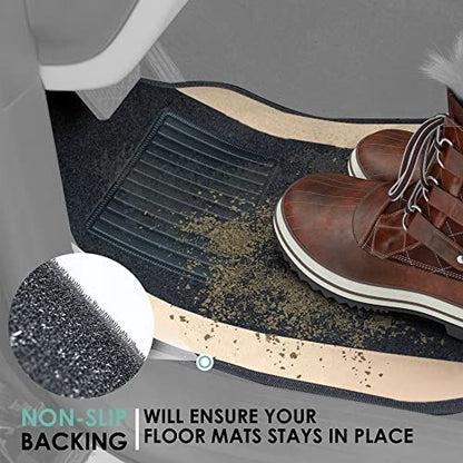 FH Group Automotive Floor Mats – Universal Fit Premium Carpet Car Mats with Driver Heel Pad, Full Set for Cars, SUVs & Trucks - Beige - color: Beige