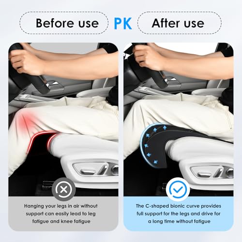 Car Seat Extender Leather Car Seat Extender Leg Support Cushion for Driver Seats Office Chair Car Seat Cushion Legs Rest Pads-Dark Black - color: Red Black