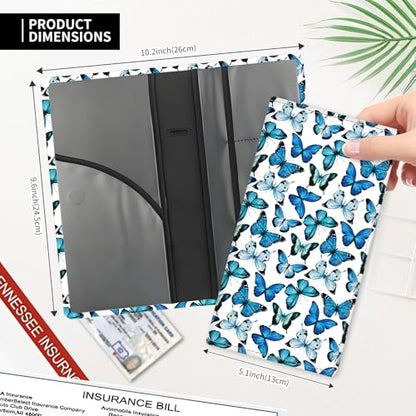 Leather Car Registration and Insurance Card Holder, Cute Car Accessories Vehicle Glove Box Car Organizer for Documents, Cards, License Cute Butterfly - color: Cute Butterfly