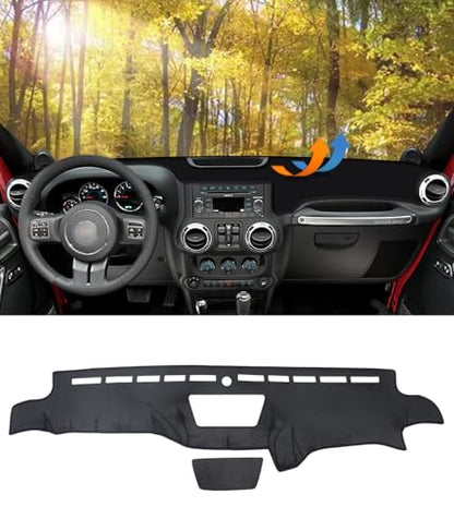 BIBLOZ Dash Cover 2011 2012 2013 2014 2015 2016 2017 for Jeep Wrangler JK JKU Unlimited Sport Sahara Rubincon Accessories Black Flannel Dashboard Cover Mat Car Dashboard UV Sun Protection - size: 2011-2017 Wrangler