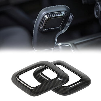 Voodonala Carbon Fiber Black Gear Shifter Head Deacorative Trim for Ford F150 2015 2016 2017 2018 2019 2020(ABS,2Pcs)
