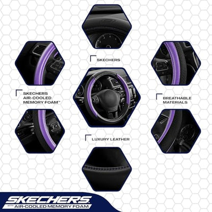 Skechers Air-Cooled Steering Wheel Cover,Leather Car Steering Wheel Cover Universal Fit 14" 1/2-15" Car Wheel Protector for Men Women Fit Suvs,Vans,Sedans,Car,Trucks,Purple - color: Purple