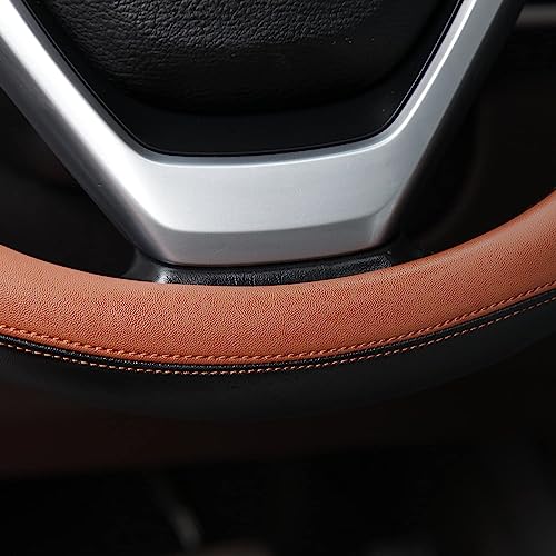 Valleycomfy Microfiber Leather Steering Wheel Covers Universal 15 inch (Brown - color: Brown, size: Medium(Standard) Size[14.5"-15"]