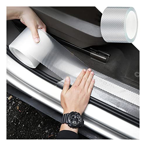 Car Door Edge Guards, Clear Invisible Carbon Fiber Auto Door Sill Protector, Anti-Collision Transparent Adhesive Strip Film, DIY Vehicle Door Trim Tape Accessories for Most Cars (2.7"x197",White) - color: White, size: 2.7" x 197"