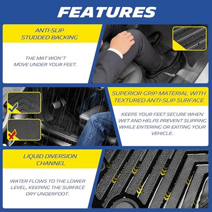 Michelin Vehicle Mat, All-Weather TPE Custom Fit Liner for Tesla Model 3 Floor Mats 2017-2023 (3 Piece), Premier A