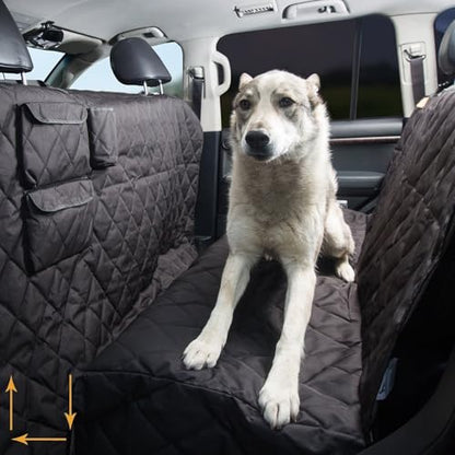 XXL Extra Wide (63”) & Extra Long (94”) with Floor Coverage Dog Seat Cover for Trucks, SUVs & Cars – Heavy Duty, Pet Hammock, Washable + Pet Travel Bowl - color: Black