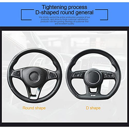 Leather Car Steering Wheel Cover for Men Women, Elastic, Breathable Anti-Slip, Universal 15 inch, (Black1)