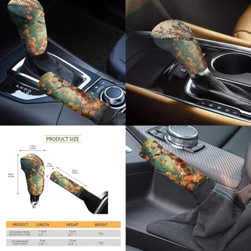 Animal Giraffe Car Rear Bench Protective Front Seat Car Accessories Full Set with Steering Wheel Cover Armrest Pad Headrest Covers Universal Fits for Cars SUV Truck - color: Animal Giraffe