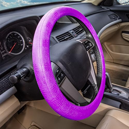 FH Group Universal Fit Silicone Snake Pattern with Massaging Grip Violet Steering Wheel Cover fits Most Cars, SUVs, Trucks, and Vans Violet - color: Violet