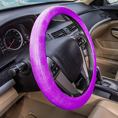 FH Group Universal Fit Silicone Snake Pattern with Massaging Grip Violet Steering Wheel Cover fits Most Cars, SUVs, Trucks, and Vans Violet - color: Violet