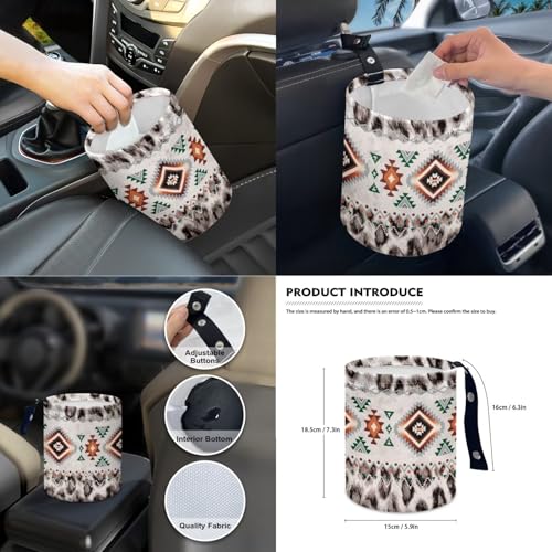 Wanyint 14 Pack Car Accessories, Universal Auto Seat Protector Steering Wheel Seatbelt Strap Pad Trash Can Armrest Pad Cup Holders Rearview Mirror Handbrake Cover Set, Aztec Navajo Leopard Print - color: Aztec Navajo Leopard Print