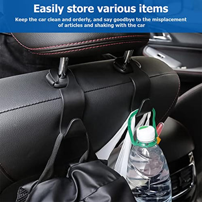 Car Back Seat Headrest Hooks, 4PCS Vehicle Backseat Storage Organizer Hanger, Multifunctional Auto Headrest Hidden Hook Universal for Handbag Purse Backpacks Bags and Groceries (Pink)