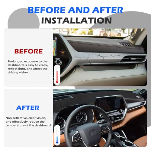 Dashboard Cover Dash Cover Mat Compatible with Toyota Highlander 2020 2021 2022 2023 2024 2025 (L, LE, XLE, XSE, Limited, Platinum) Accessories Cover No Glare Dash Cover Flannel Mat