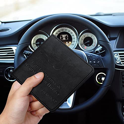 Car Registration & Insurance Card Holder Leather Auto Glove Box Organizer Document Wallet with Magnetic Shut (Black, Small) - color: Small Black