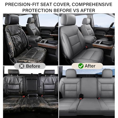 Coverado Silverado Seat Covers Full Set, Faux Leather Car Seat Covers Fit for Chevy Silverado GMC Sierra 2007-2013 & 2019-2026 1500, 2020-2026 2500HD 3500HD Crew Double Extended Cab(Gray) - color: Gray, size: FullSet(2007-2013&2019-2025)